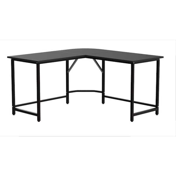 RIF6 19.7 in. Black L-Shaped Modern Computer Office Desk with Keyboard Tray, Easy Assembly