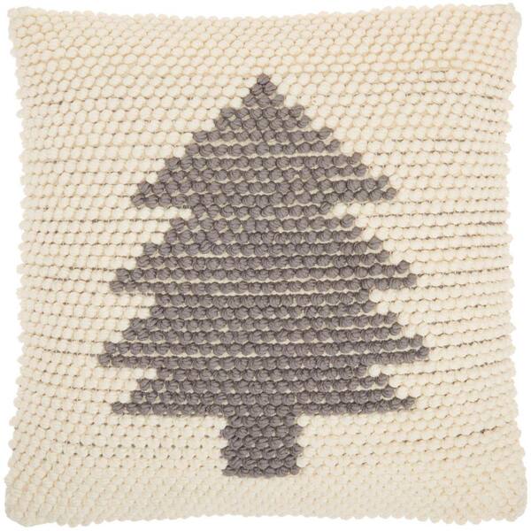 Mina Victory Holiday Ivory and Gray Christmas Tree 20 in. x 20 in