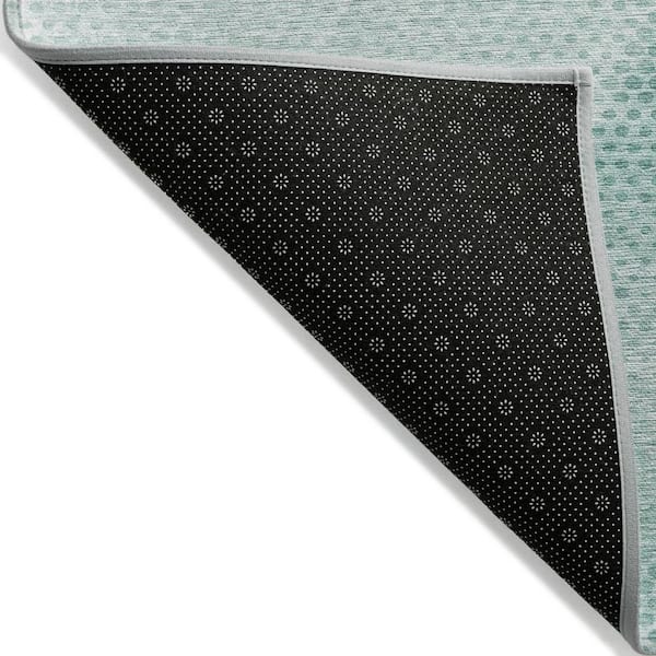 Teal Blue 9 ft. x 12 ft. Woven Geometric Polyester Rectangle Indoor / Outdoor Area Rug