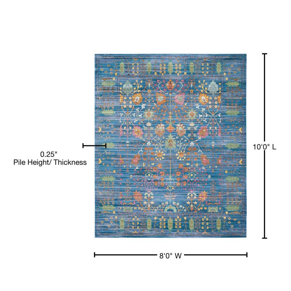 Valencia Blue Multi Floral 8' x 10' Synthetic Area Rug
