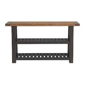 Bolton 55" Black Stain and Natural Solid Wood Console Table