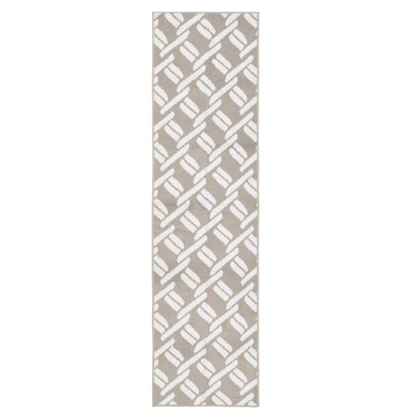 Nautica Tufted Light Grey and White 2 ft. 2 in. x 8 ft. Baize Chain Runner Rug