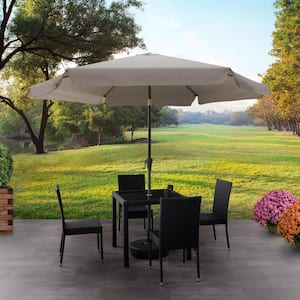 10 ft. Steel Market Crank Open Patio Umbrella in Sand Grey