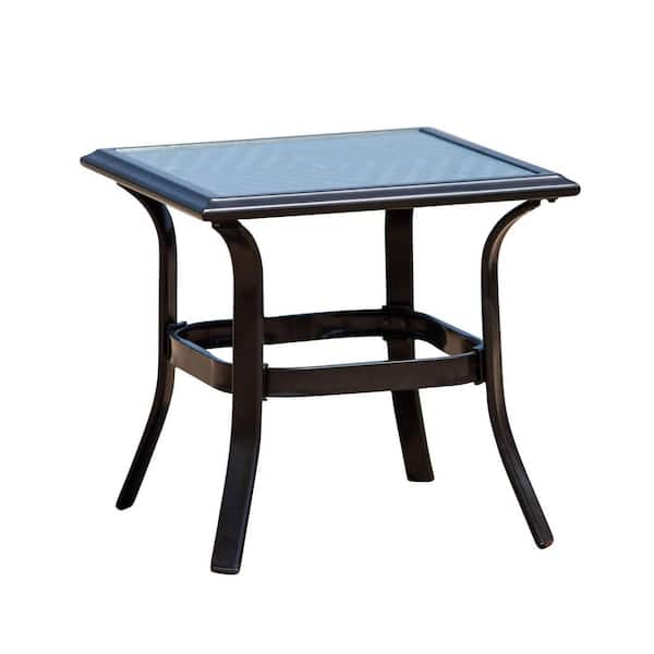 18.9 in. Outdoor Wicker Side Table with Tempered Glass Top-Weather-Resistant Patio Garden Balcony Accent Table