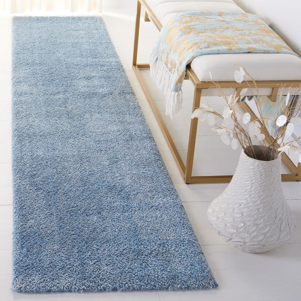 Tahoe Shag 2 ft. x 9 ft. Blue Modern Solid Runner Rug price history on PriceWatchPro
