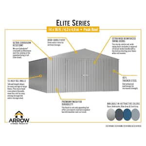 Elite Storage Shed 16 ft. W x 14 ft. D x 8 ft. H Metal Shed 224 sq. ft.