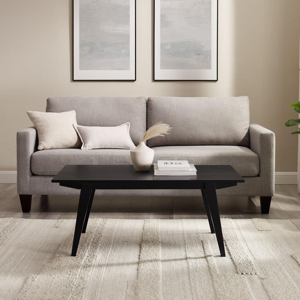 43 in. Black Rectangle Wooden Scandinavian Coffee Table