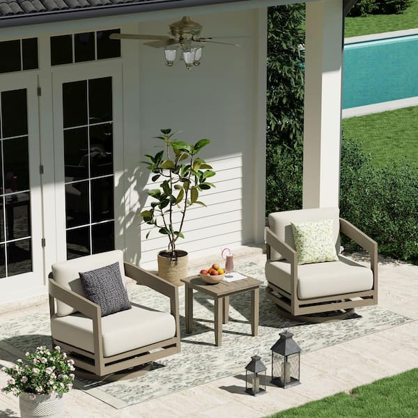 PEAK HOME FURNISHINGS Harmonti 3-Piece Aluminum Patio Conversation Set with Cushions
