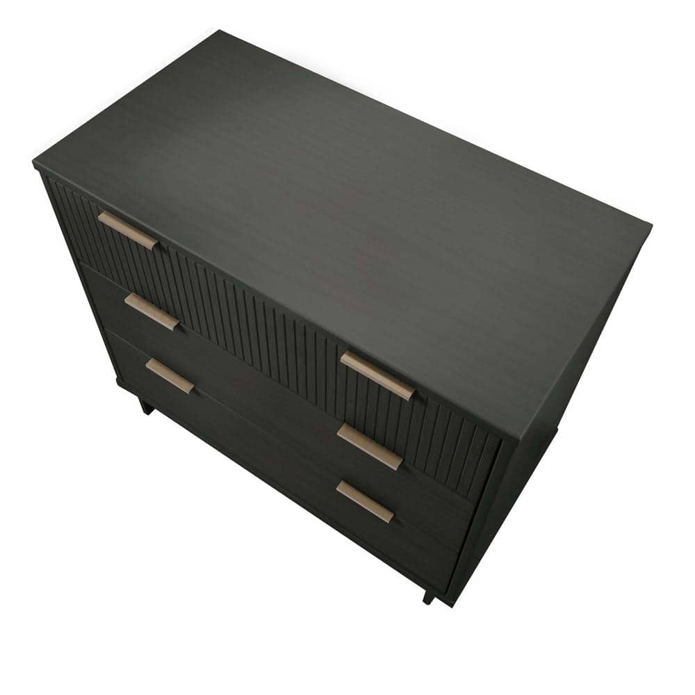Granville Dark Grey Ribbed 2pc Dresser and Nightstand Set