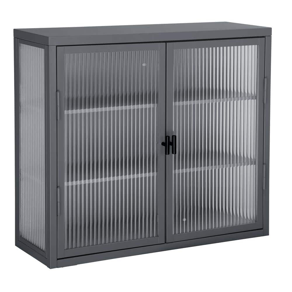 27.6 in. W x 9.1 in. D x 23.6 in. H Bathroom Storage Wall Cabinet in Gray w