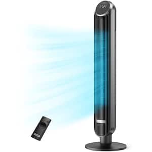 42 in. 12 Fan Speeds Tower Fan in Black with Smooth Oscillation and Handy Remote