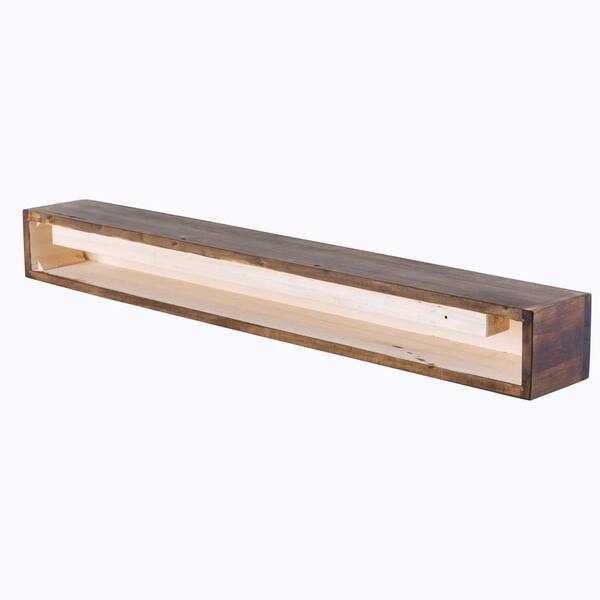 Dogberry Collections 60 in. W x 5.5 in. H x 6.25 in. D Modern Farmhouse  Dark Chocolate Cap-Shelf Mantel m-farm-6062-dkch-none - The Home Depot