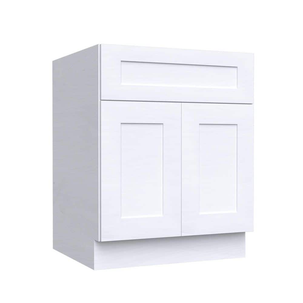 24-in W x 21-in D x 34.5-in H in White Plywood Ready to Assemble Floor Drawer Base bath Cabinet with 2-Door and 1-drawer price history on PriceWatchPro