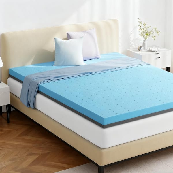 Full Soft 2" Queen Gel Infused Memory Foam Mattress Topper, Cooling Sleep Pad for Pressure Relief, Back Pain Relief