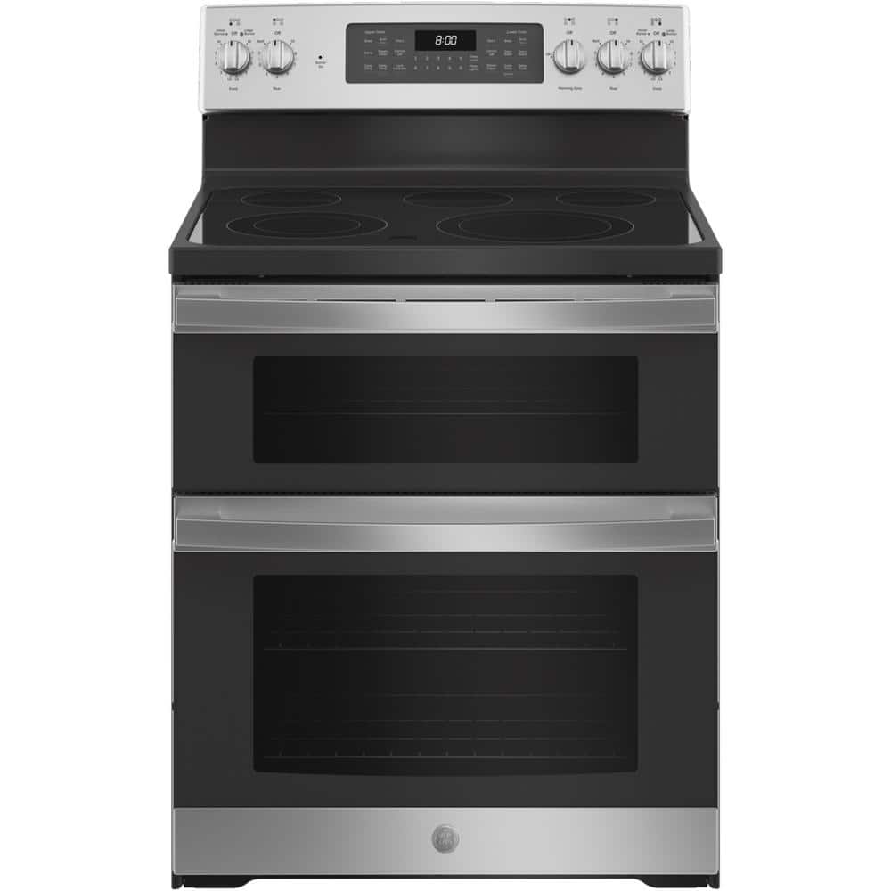 Ge 30 In 6 6 Cu Ft Double Oven Electric Range With Steam Cleaning Convection Oven In Stainless Steel Jbs86spss The Home Depot