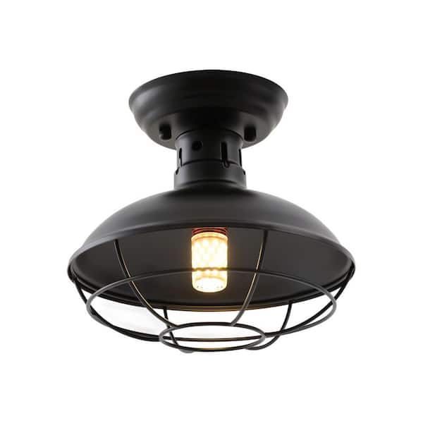 OUKANING 1-Light Vintage Black Farmhouse Style Metal Cage