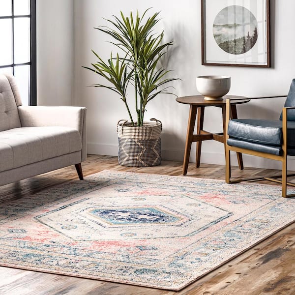 Chase Faded Vintage Medallion Light Pink 5 ft. x 7 ft. 5 in. Indoor Area Rug