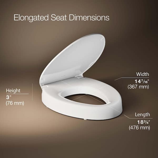 KOHLER Hyten Elevated Quiet-Close Elongated Toilet Seat in White
