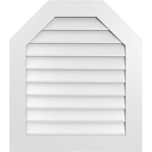 28 in. x 32 in. Octagonal Top Surface Mount PVC Gable Vent: Decorative with Standard Frame