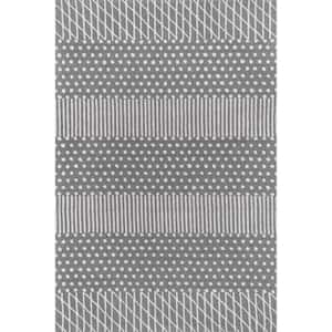 Maggie Hand Tufted Wool Polka Dot Stripe Grey 8 ft. x 10 ft. Indoor Area Rug