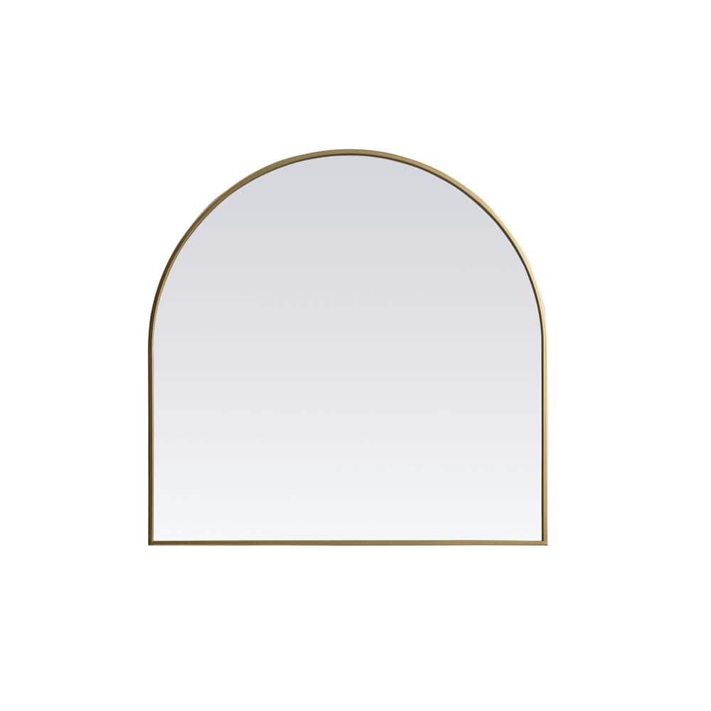 Simply Living 36 in. W x 36 in. H Arch Metal Framed Brass Mirror