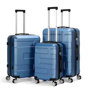 Hikolayae 3 Piece Hardside Spinner Luggage Sets with TSA Lock, Blue