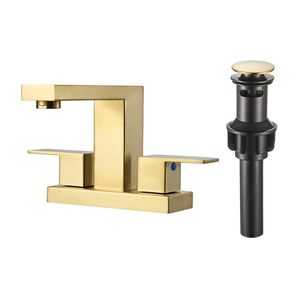 304-Stainless Steel 4 in. Centerset Double Handle Bathroom Faucet with Drain Kit Included in Gold price history on PriceWatchPro