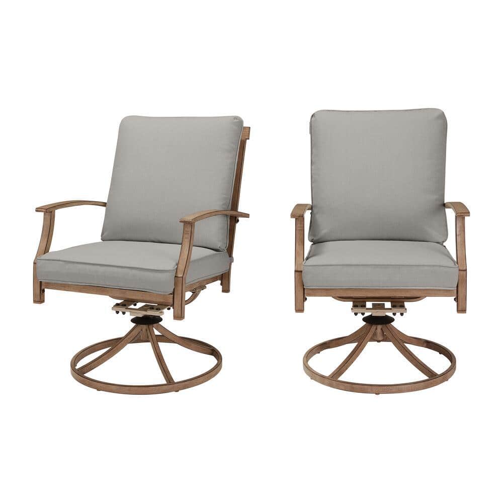 Hampton Bay Geneva Brown Wicker Outdoor Patio Swivel Dining Chair with