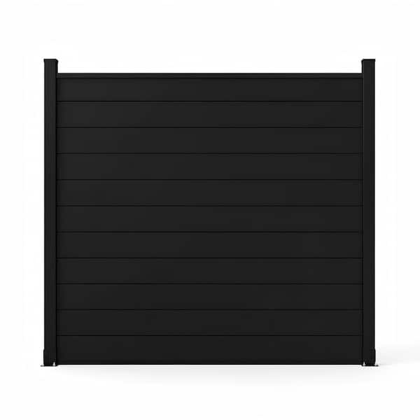 Outdoor 6 ft. H x 6 ft. W Black Aluminum Privacy Fence Panel with 2 Aluminum Posts