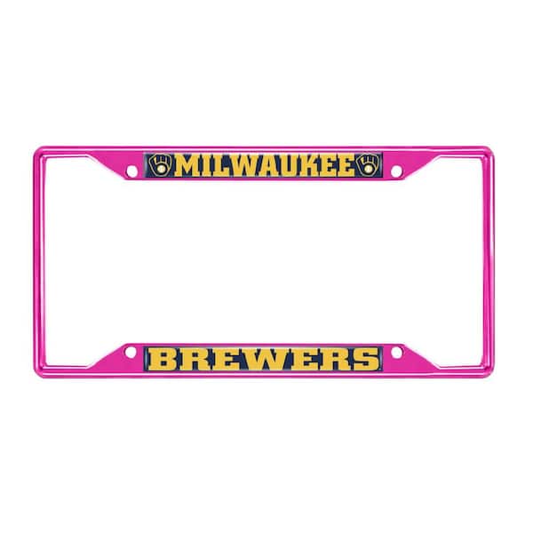 FANMATS Universal Fit MLB - Milwaukee Brewers License Plate Frame - Pink