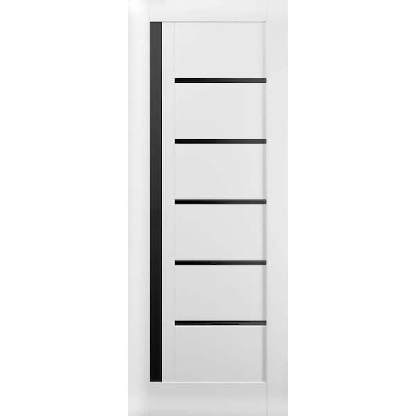 42 in. x 84 in. Solid MDF Black glass White Interior Door Slab