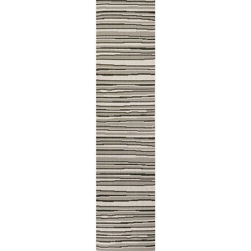 Reversible Castara Modern Stripe Gray Synthetic Area Rug