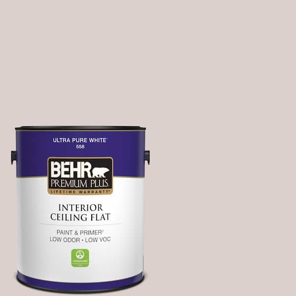 BEHR PREMIUM PLUS 1 gal. #N130-1 Pearls and Lace Ceiling Flat Interior Paint