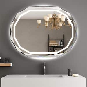 36 in. W x 30 in. H Oval Frameless LED Light Anti-Fog Wall Bathroom Vanity Mirror with Front Light