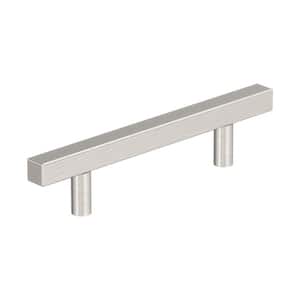 Bar Pulls Square 3-3/4 in. (96mm) Modern Satin Nickel Bar Cabinet Pull (10-Pack)