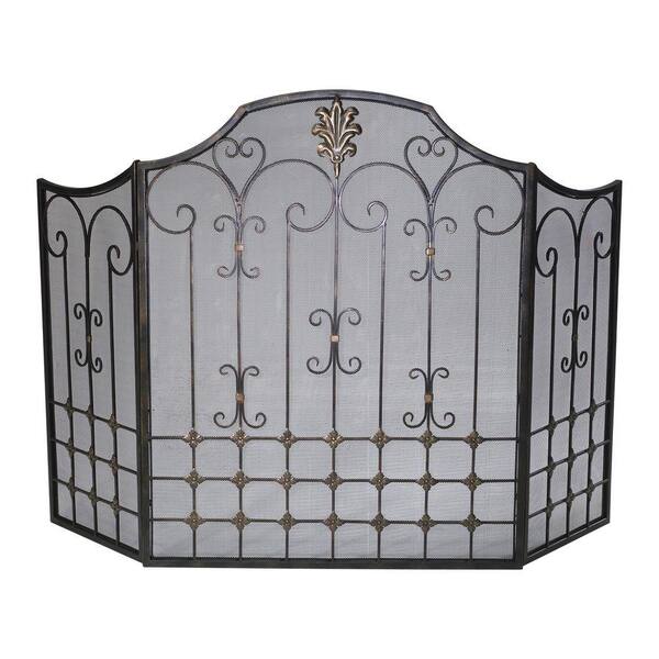 Filament Design Prospect Bronze with Gold Accents 3-Panel Fireplace Screen