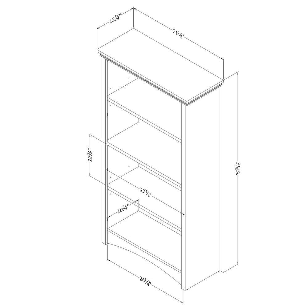Pure White Adjustable 4-Shelf Wood Bookcase