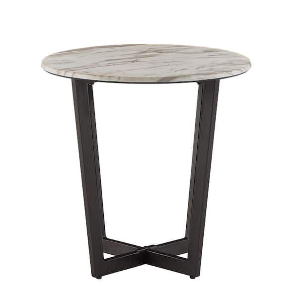 HomeSullivan White Faux Marble And Metal End Table