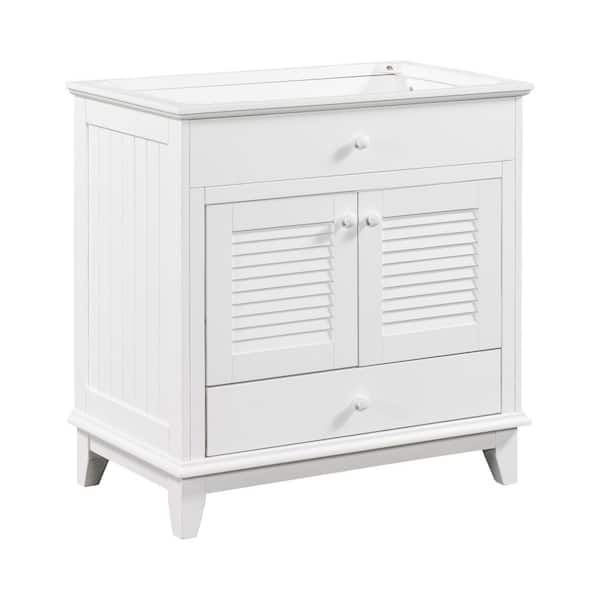 Polibi 29.84 in. W x 18.07 in. D x 31.02 in. H White Bath Vanity Cabinet without Top, Bathroom Cabinet with 1 Drawer