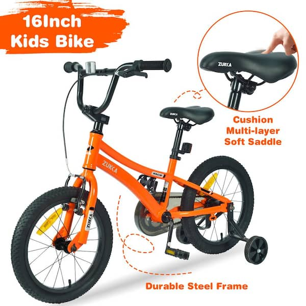 16 in. Kids Bicycle Fat Tire Bike with Training Wheels for Boys and Girls Age 4 to 7 Orange BK 9772OG The Home Depot