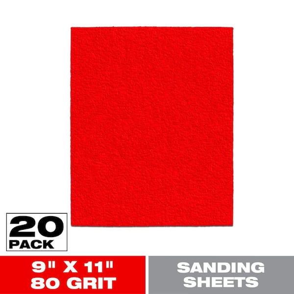 9 in. x 11 in. 80 Grit Coarse Sanding Sheet (20-Pack)