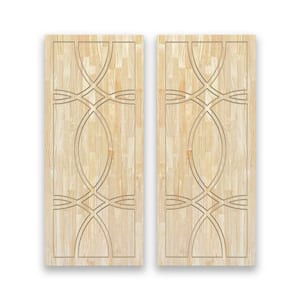 84 in. x 84 in. Hollow Core Natural Solid Wood Unfinished Interior Double Sliding Closet Doors