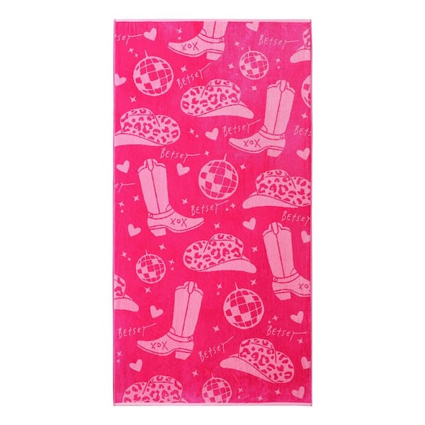 Western Wear 1-Piece Magenta/Pink Cotton Blend Beach Towel