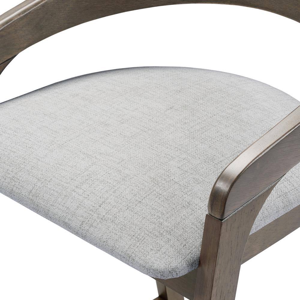 Beige Rubberwood Counter Stools with Cushioned Seats, Set of 2