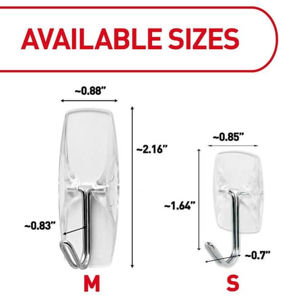 Clear Small Wire Hooks, 9 hooks, 16 strips