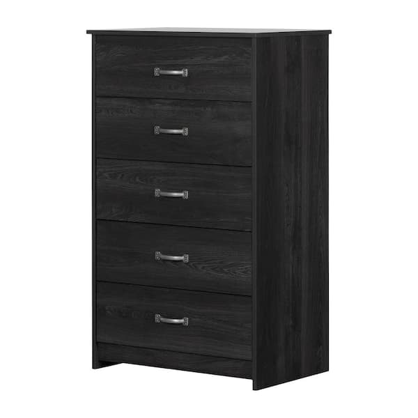 South Shore Tassio 5-Drawer Gray Oak Finish 29.75 in. Chest of Drawers ...