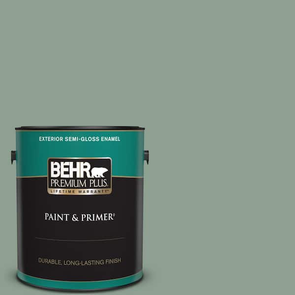 BEHR PREMIUM PLUS 1 gal. #ECC-52-3 Hillside View Semi-Gloss Enamel Exterior Paint & Primer