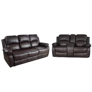 Queen Bee 2-Piece Brown Leather Living Room Set