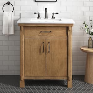 Bellington 30 in. Single Sink Almond Toffee Bath Vanity with White Engineered Stone Top (Assembled)