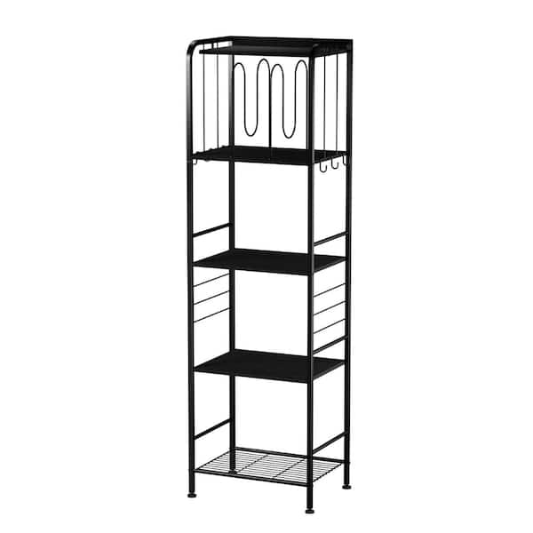 Towel Rack Free Standing 4-Tier M-Shaped Black Detachable Dividers, Durable Metal Towel Holder for Bathroom